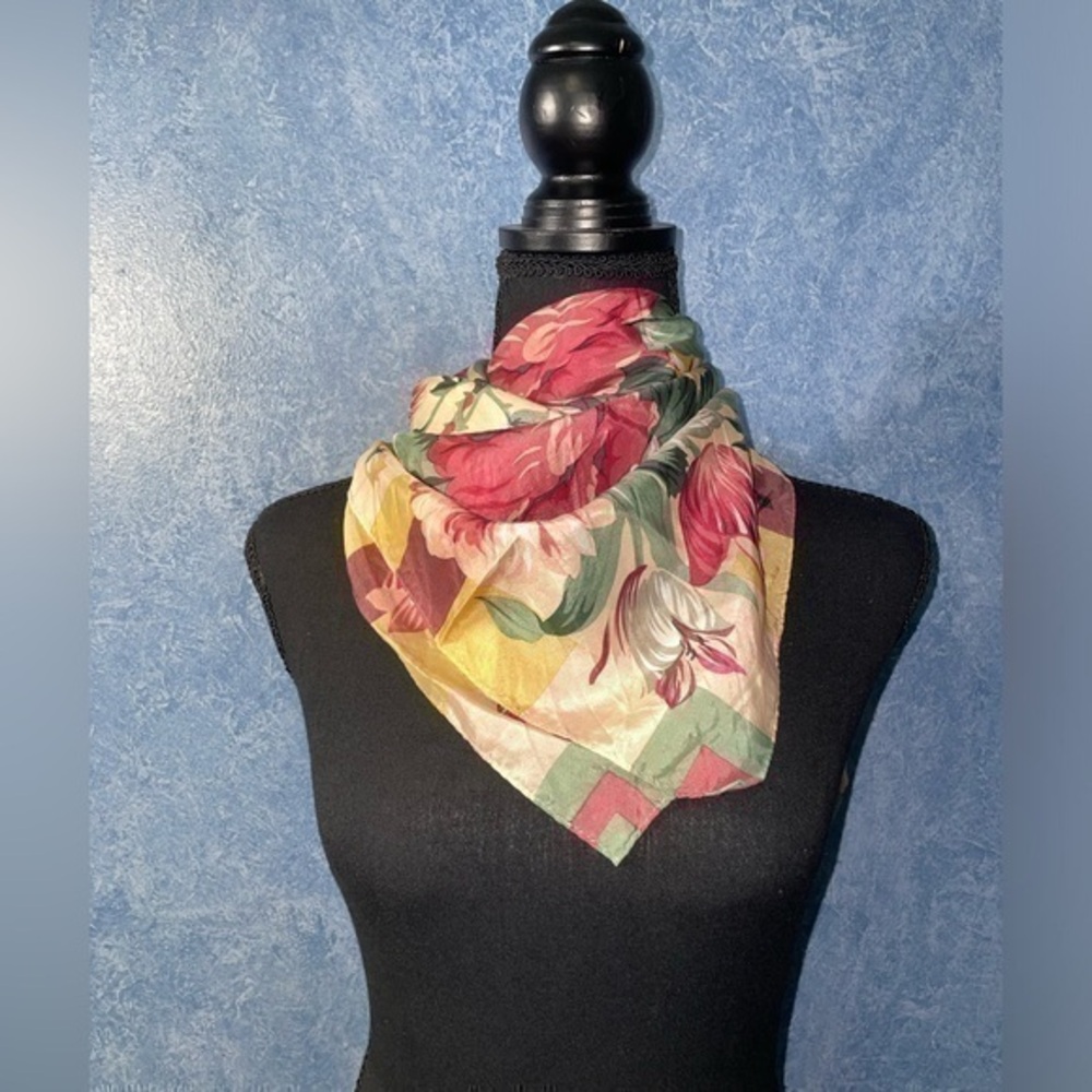 Silk Adrienne Vittadini Floral Square Neck Scarf